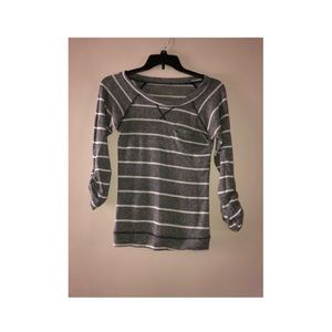 Gray and white horizontal striped long sleeve